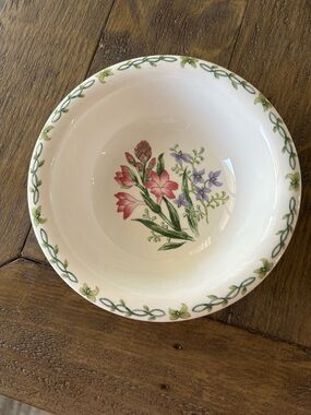 Thompson White Ceramic Bowl with Pink & Purple Floral Design